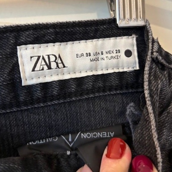 ZARA Black Straight Leg Jeans Womens US 6 EUR 38 Y2K Retro Denim Pants Mid Rise - Picture 5 of 12
